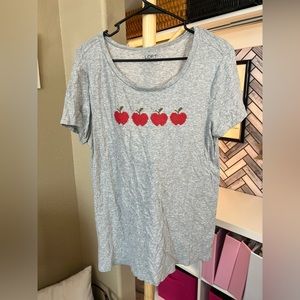 Loft Apple Cross-stitch Gray T-shirt Size Large for teachers